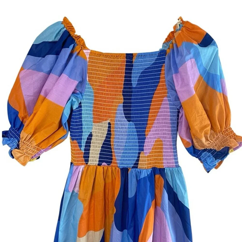 ❌SOLD❌NWT JESSIE ZHAO Tropical Love Smocked Midi Dress, Small - Picture 8 of 12